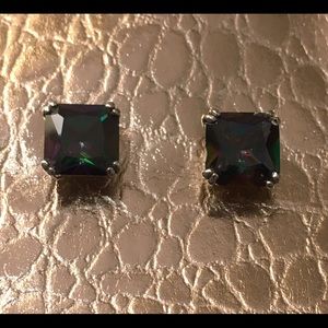Sterling silver and black diamond stud earrings